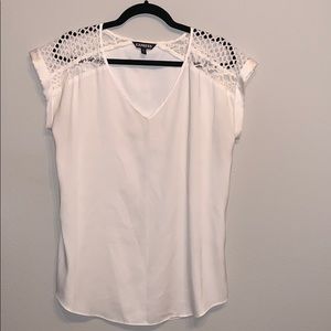 Off white blouse with patterned shoulders